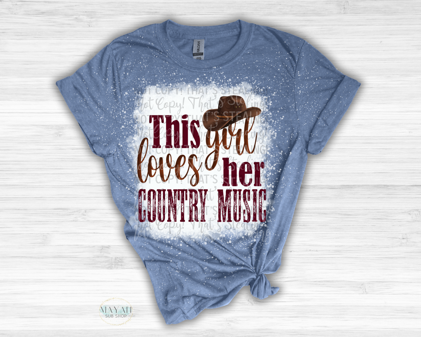 This Girl Loves Her Country Music Bleached Shirt - Mayan Sub Shop