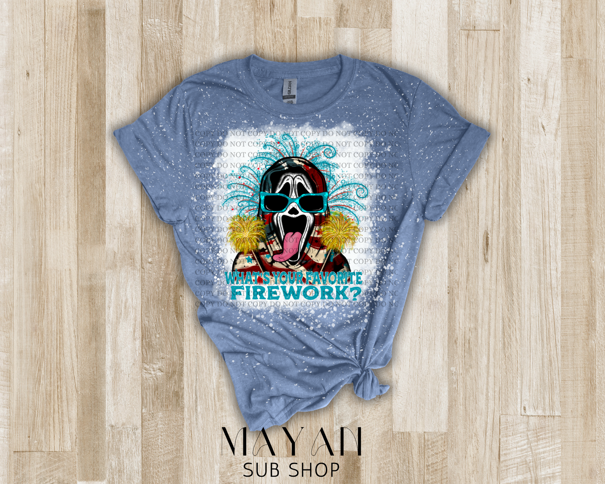 Favorite fireworks bleached shirt - Mayan Sub Shop