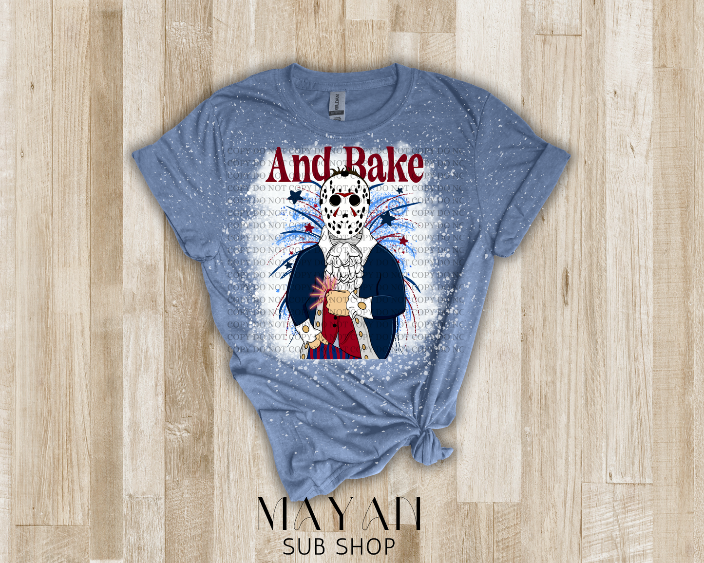 4th of July bake Jason bleached shirt in heather indigo blue.