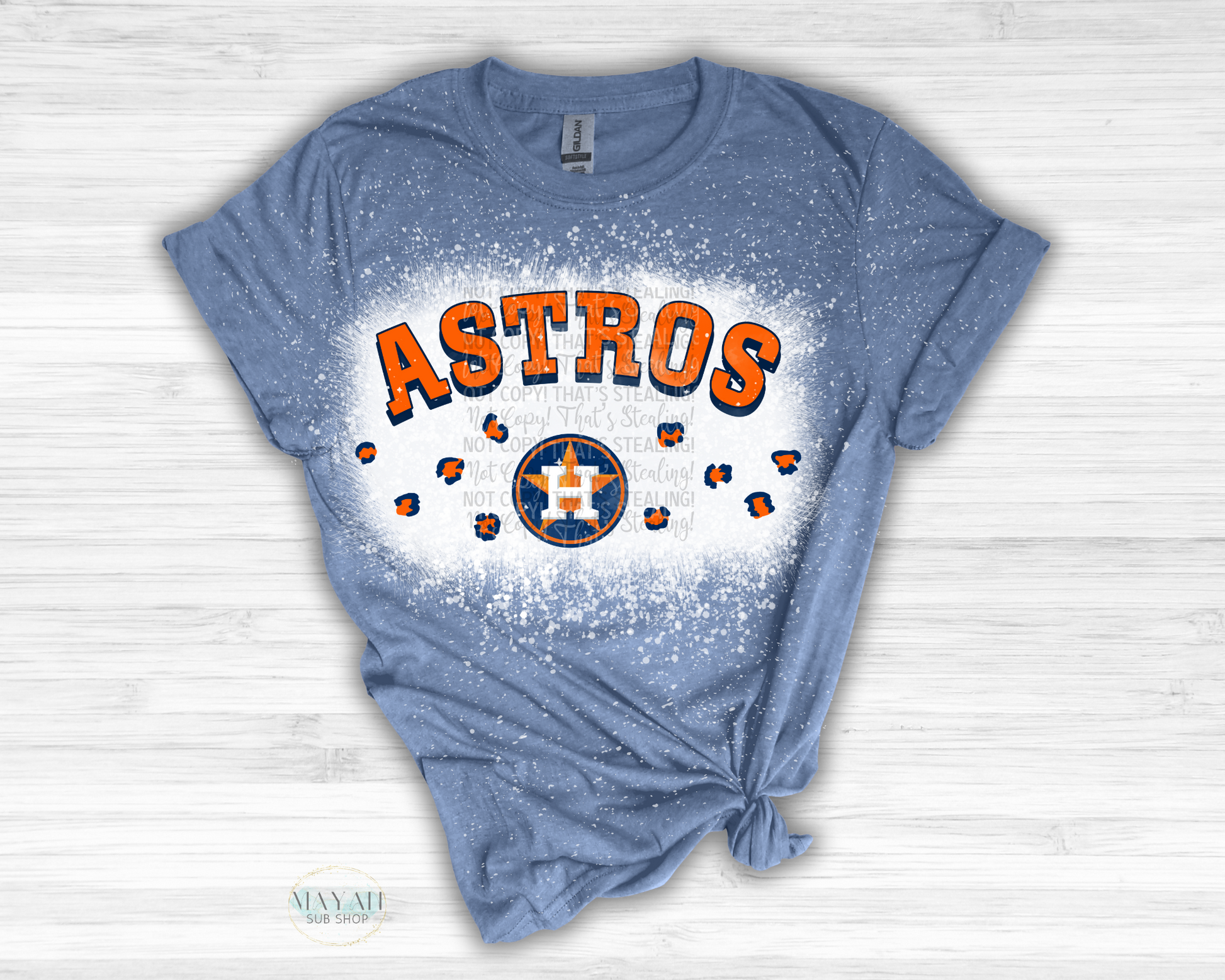 Astros Leopard Bleached Tee - Mayan Sub Shop