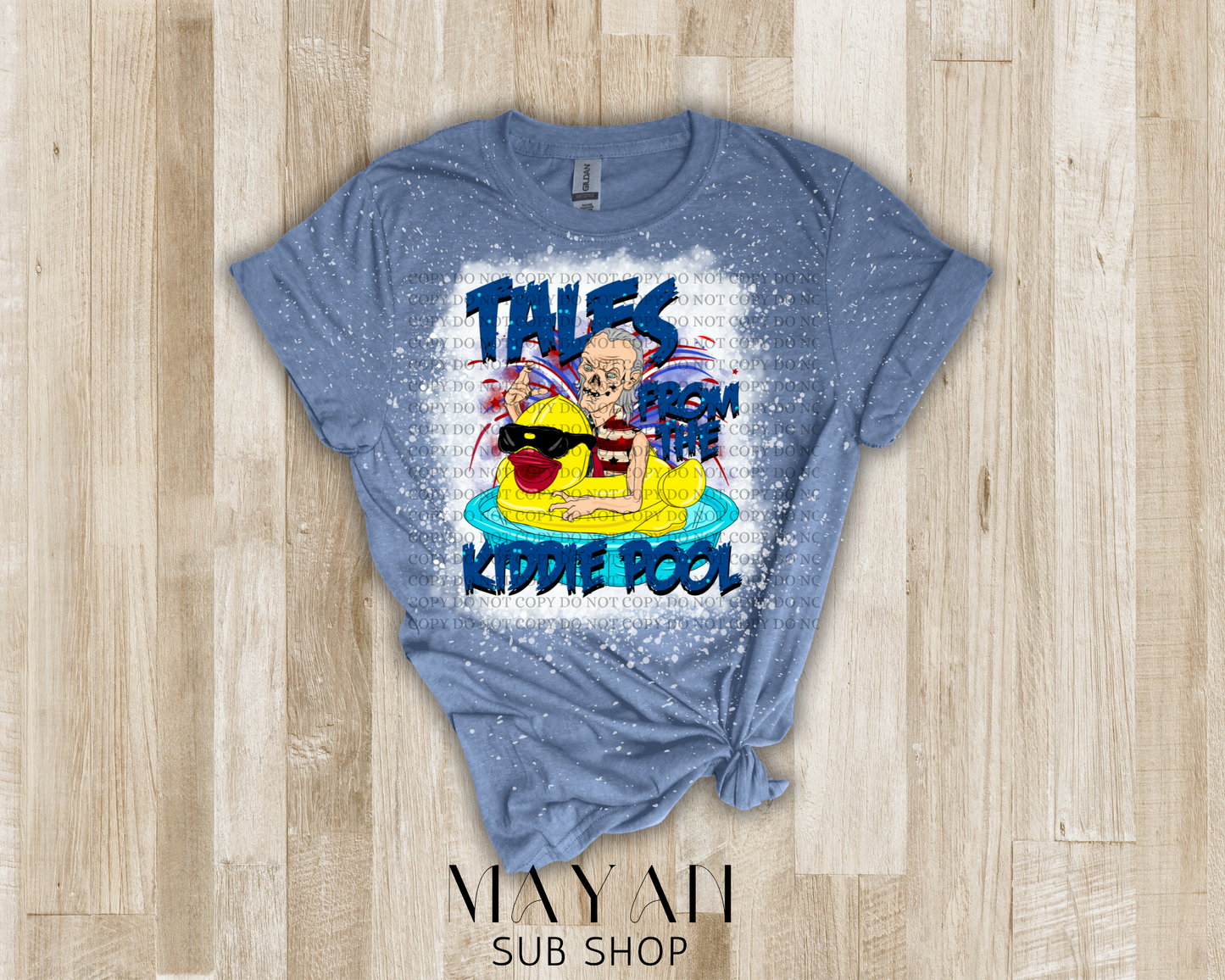 Tales from the kiddie pool bleached shirt - Mayan Sub Shop