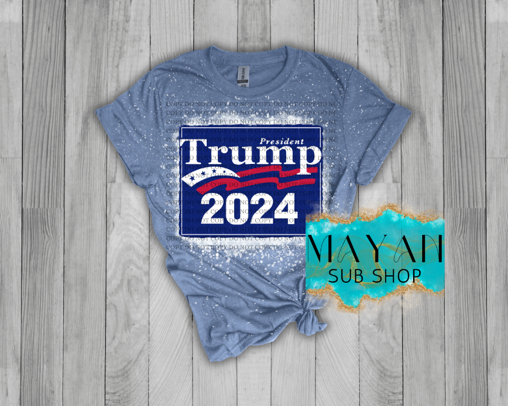 Trump 2024 Blue Bleached Shirt - Mayan Sub Shop