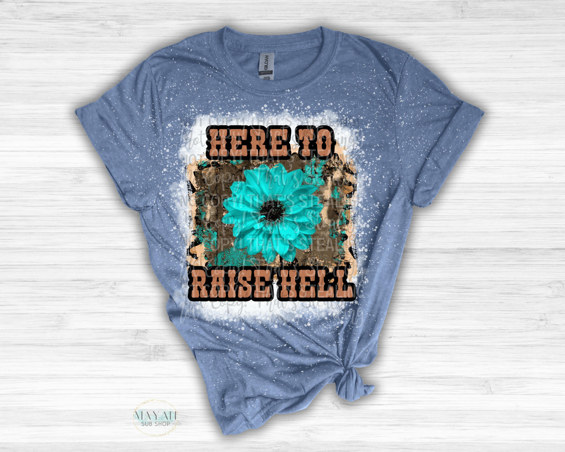 Here To Raise Hell Bleached Shirt - Mayan Sub Shop