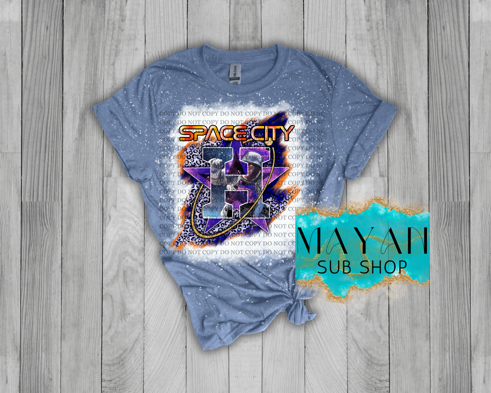 Space City Bleached Shirt - Mayan Sub Shop