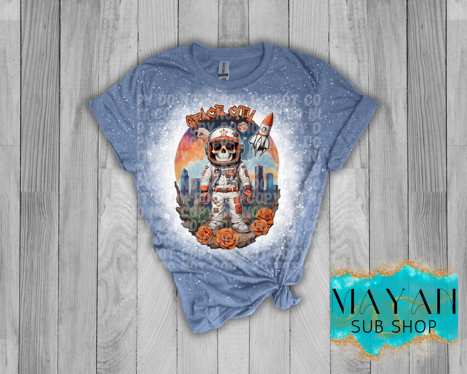 Space City Halloween Bleached Shirt - Mayan Sub Shop