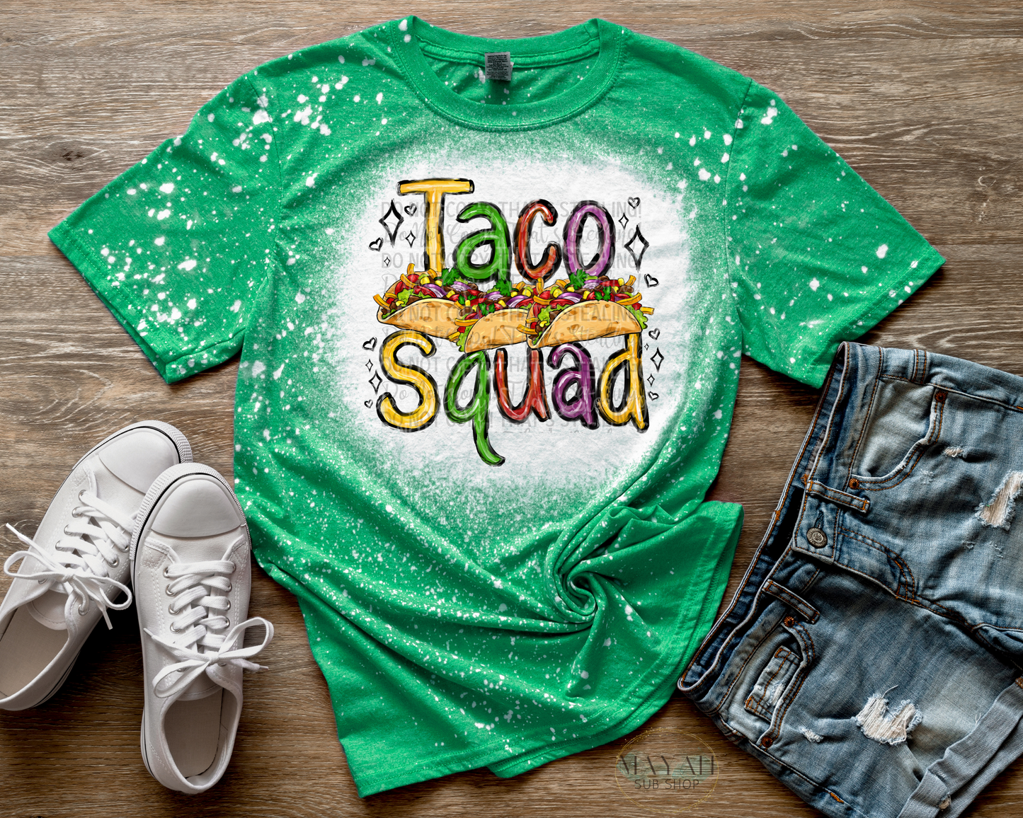 Taco Squad Bleached Tee - Mayan Sub Shop