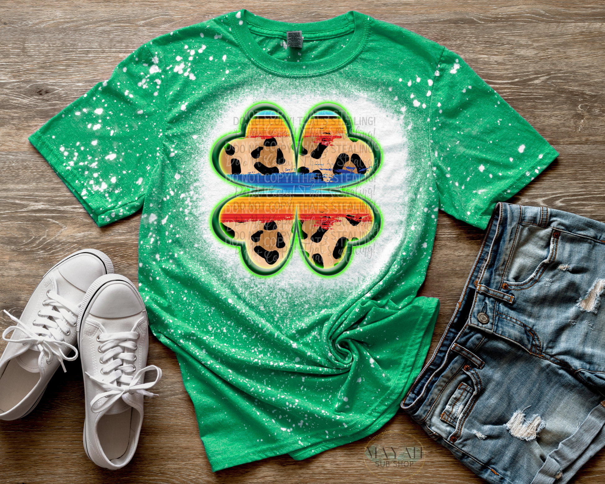 Clover Leaf Bleached Tee - Mayan Sub Shop