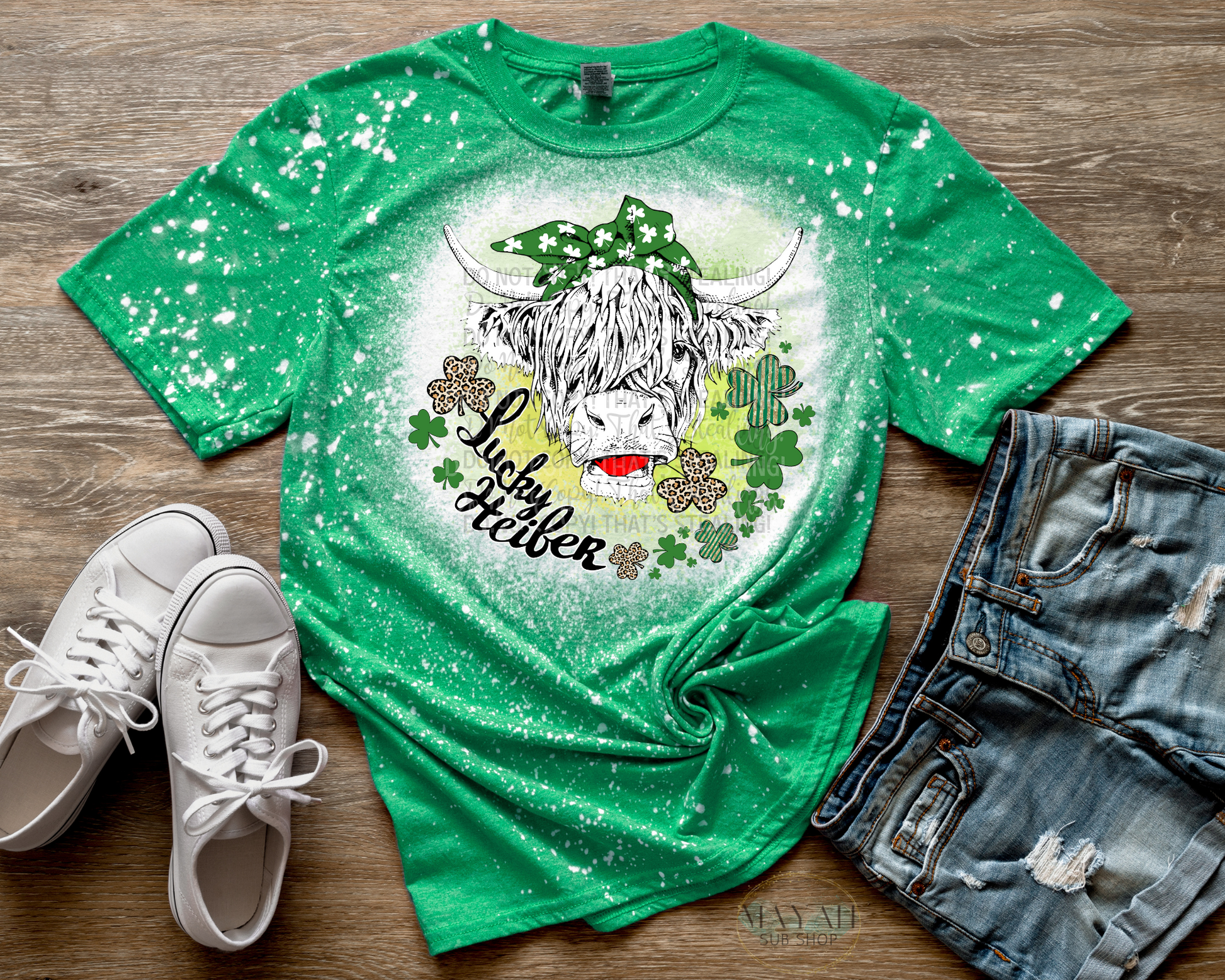 Lucky Heifer Bleached Tee - Mayan Sub Shop