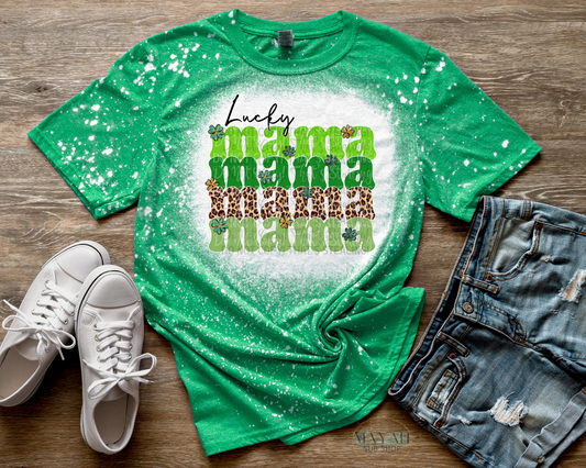 Lucky mama bleached tee. -Mayan Sub Shop