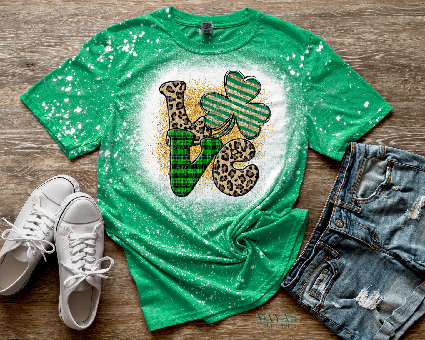 St. Patty's Love Bleached Tee - Mayan Sub Shop