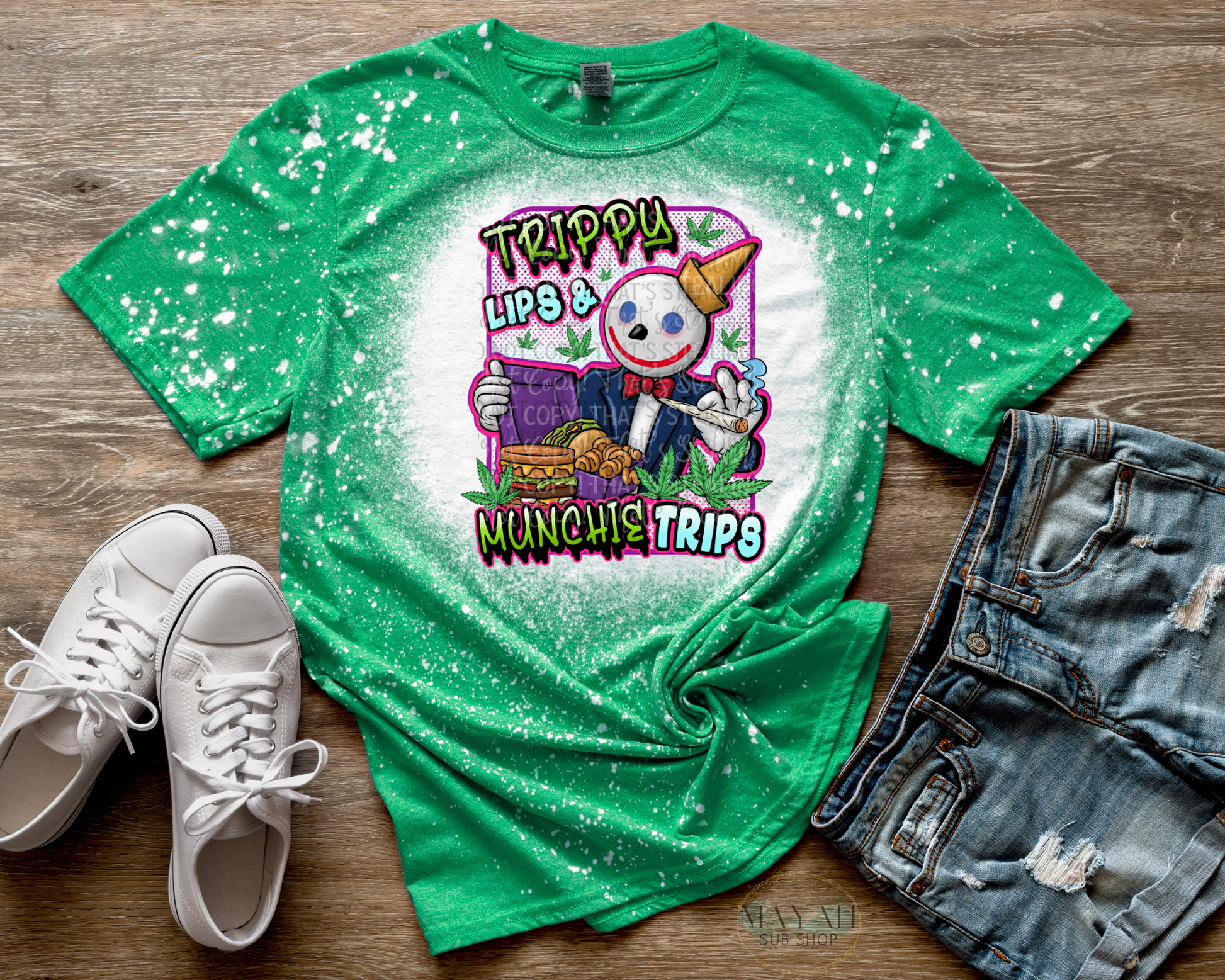 Trippy Lips Munchy Trips Bleached Tee - Mayan Sub Shop