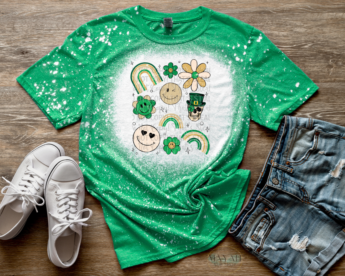 St. Patty's Retro Bleached Tee - Mayan Sub Shop