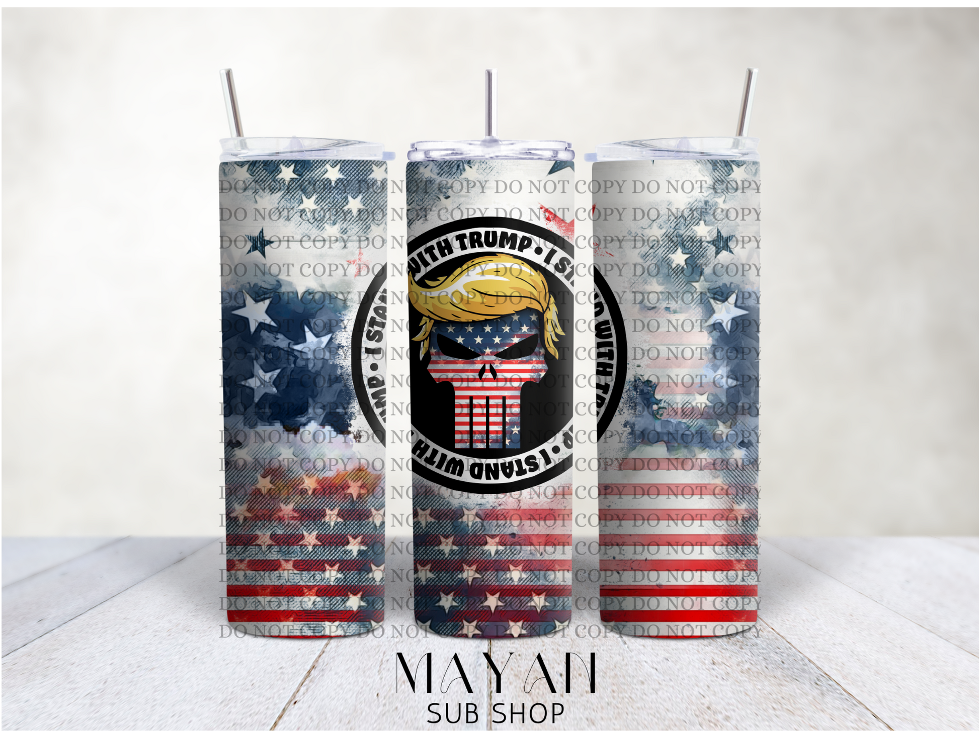 I stand with trump 20 oz. skinny tumbler. - Mayan Sub Shop