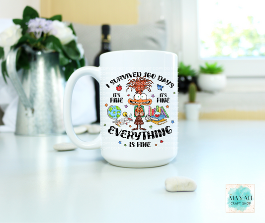 I survived 100 days coffee mug. -Mayan Craft Shop