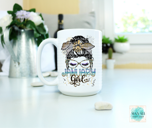 January girl coffee mug. -Mayan Craft Shop