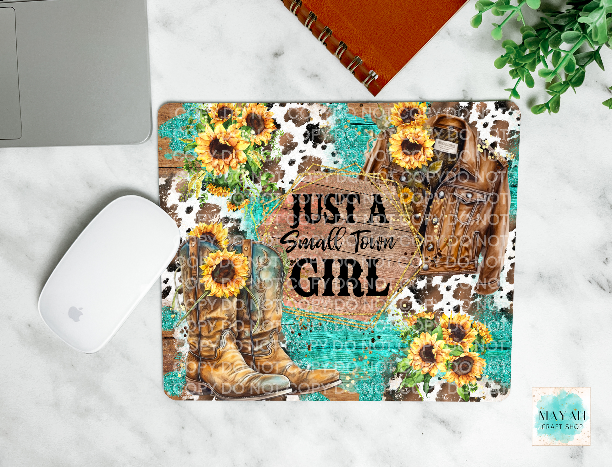 Just a small town girl teal mouse pad. -Mayan Craft Shop