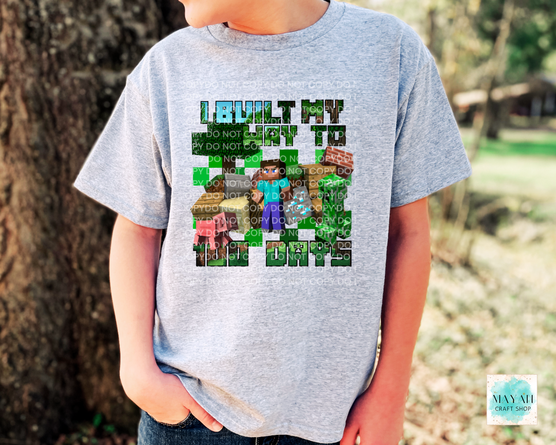 Built my way to 100 days ash grey kids shirt. -Mayan Craft Shop