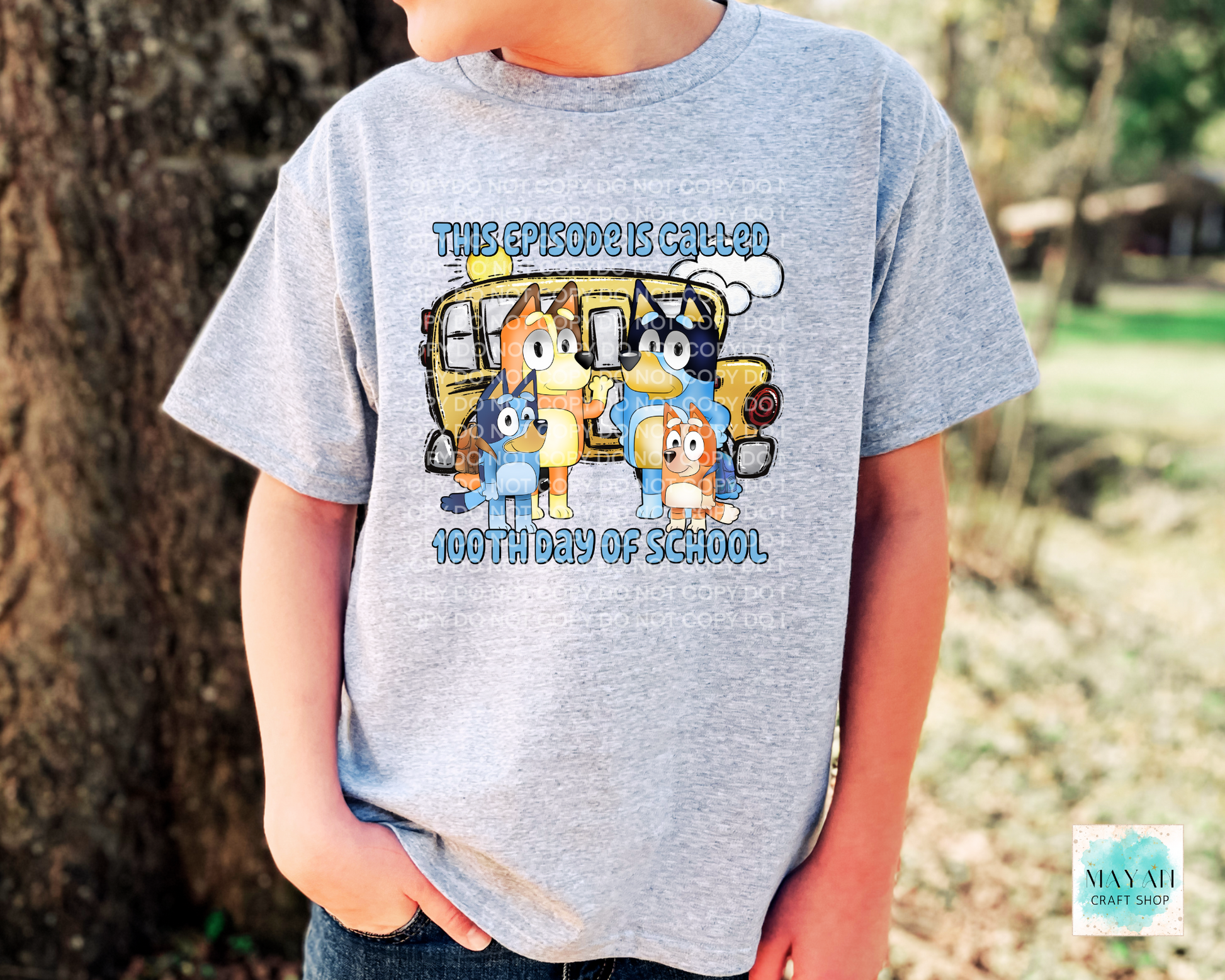 100th day of school kids ash grey shirt. -Mayan Craft Shop