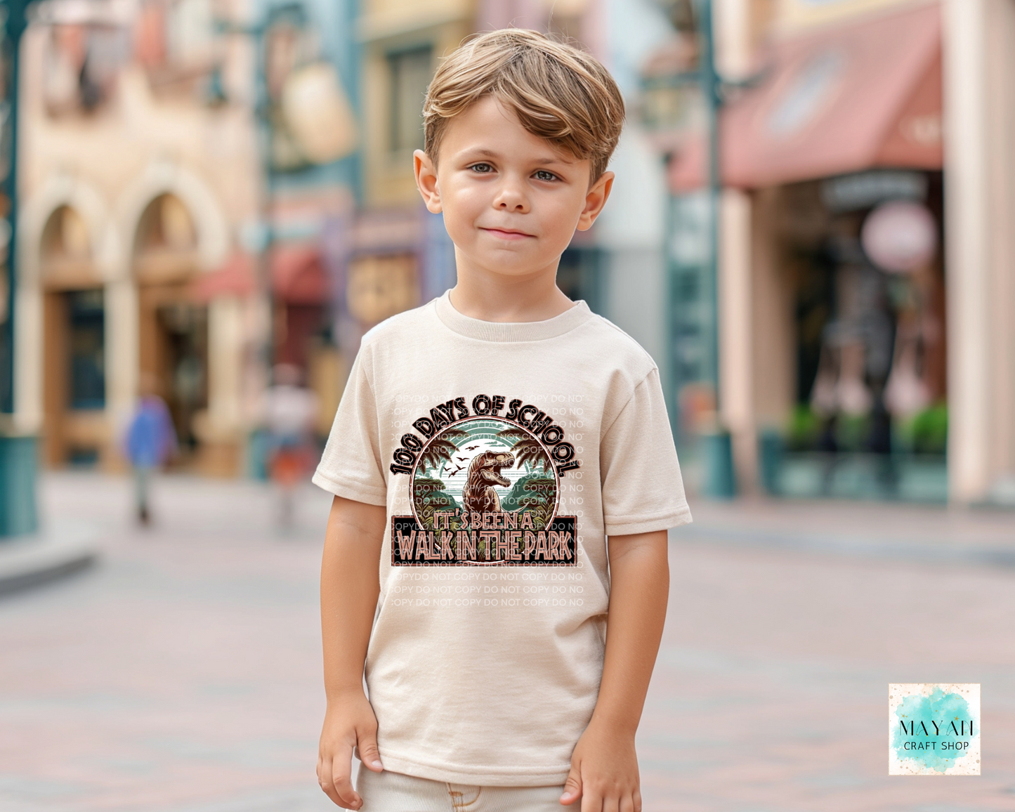 Walk in the park 100 days kids heather dust shirt. -Mayan Craft Shop