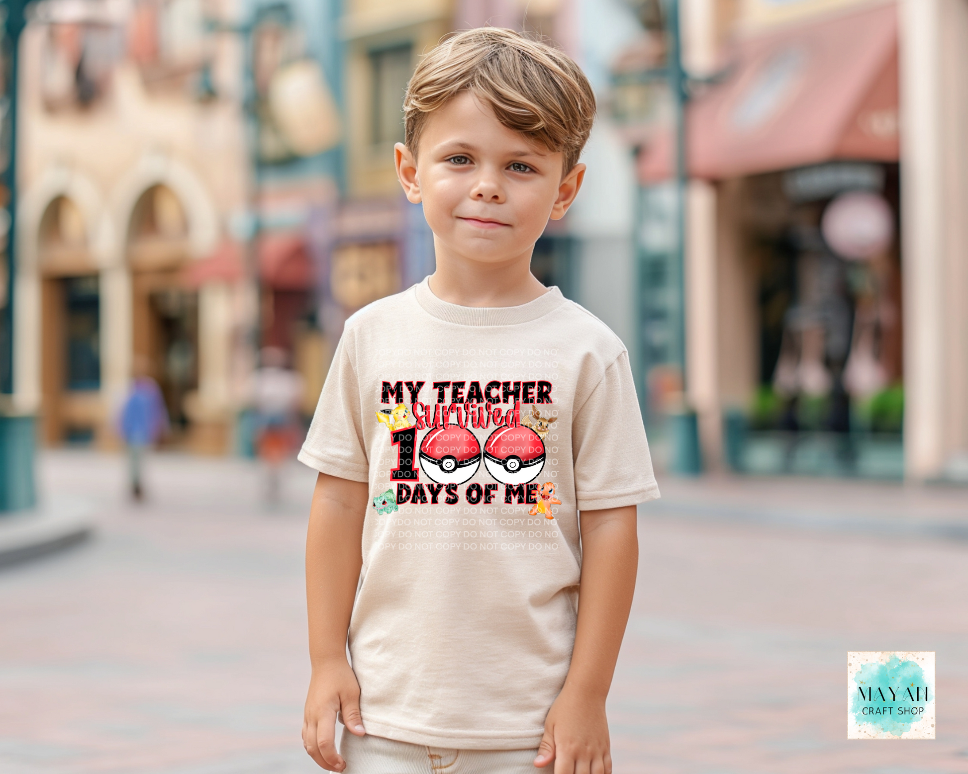 My teacher survived 100 days kids heather dust shirt. -Mayan Craft Shop