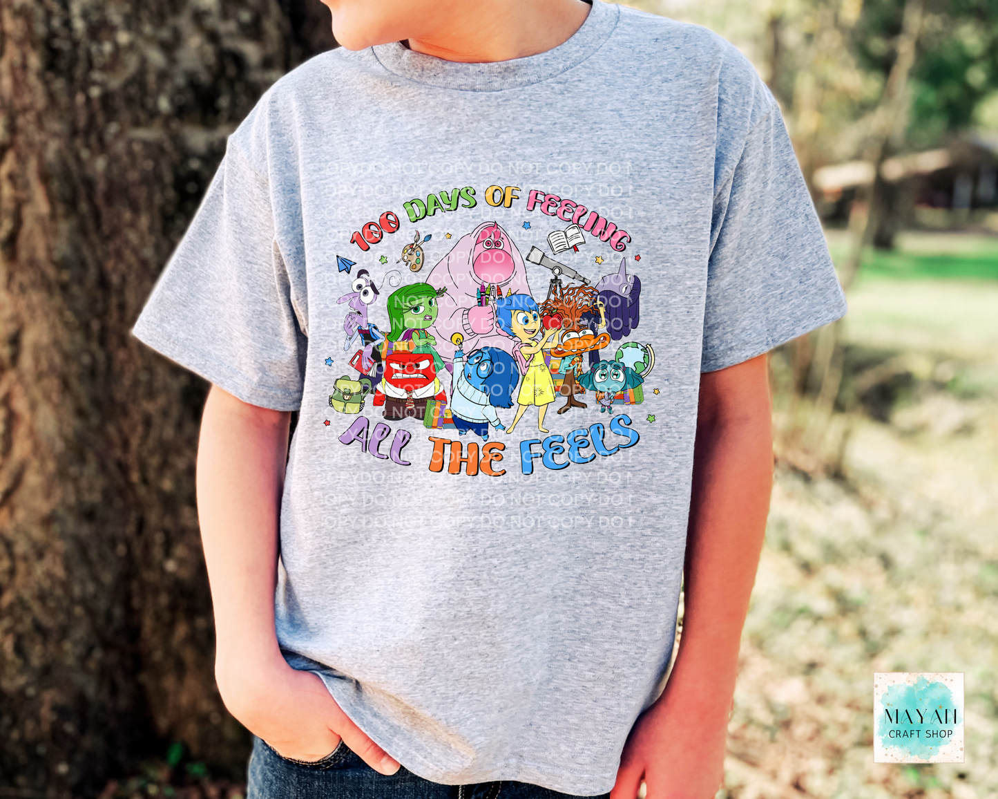 100 days of feelings kids ash grey shirt. -Mayan Craft Shop 