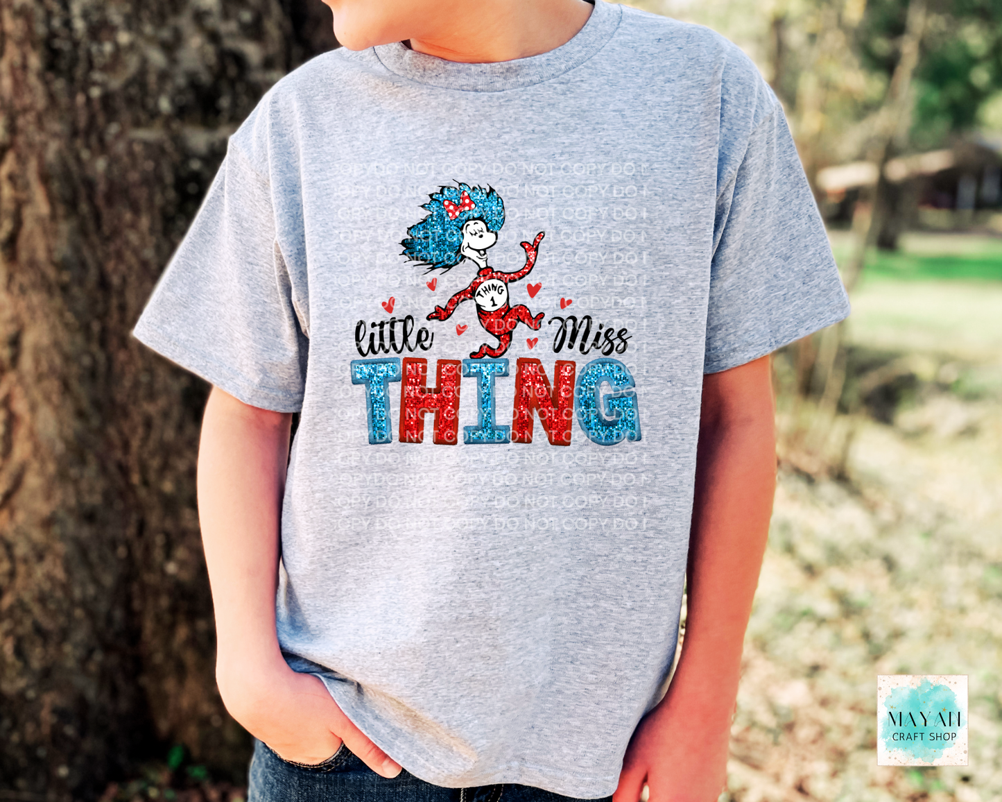 Little Miss thing ash grey kids shirt. -Mayan Craft Shop