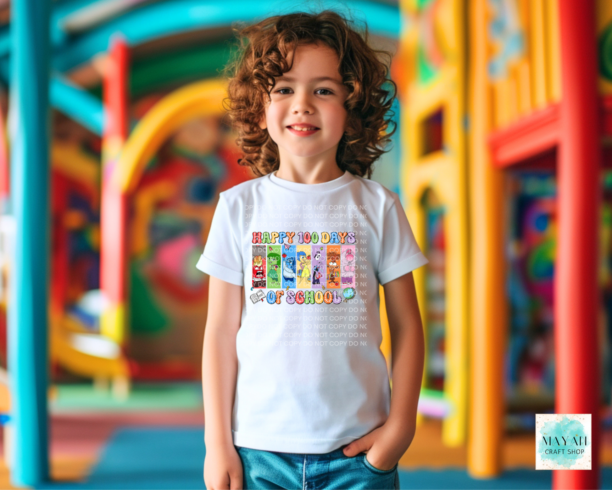 Happy 100 days of school kids white shirt. -Mayan Craft Shop