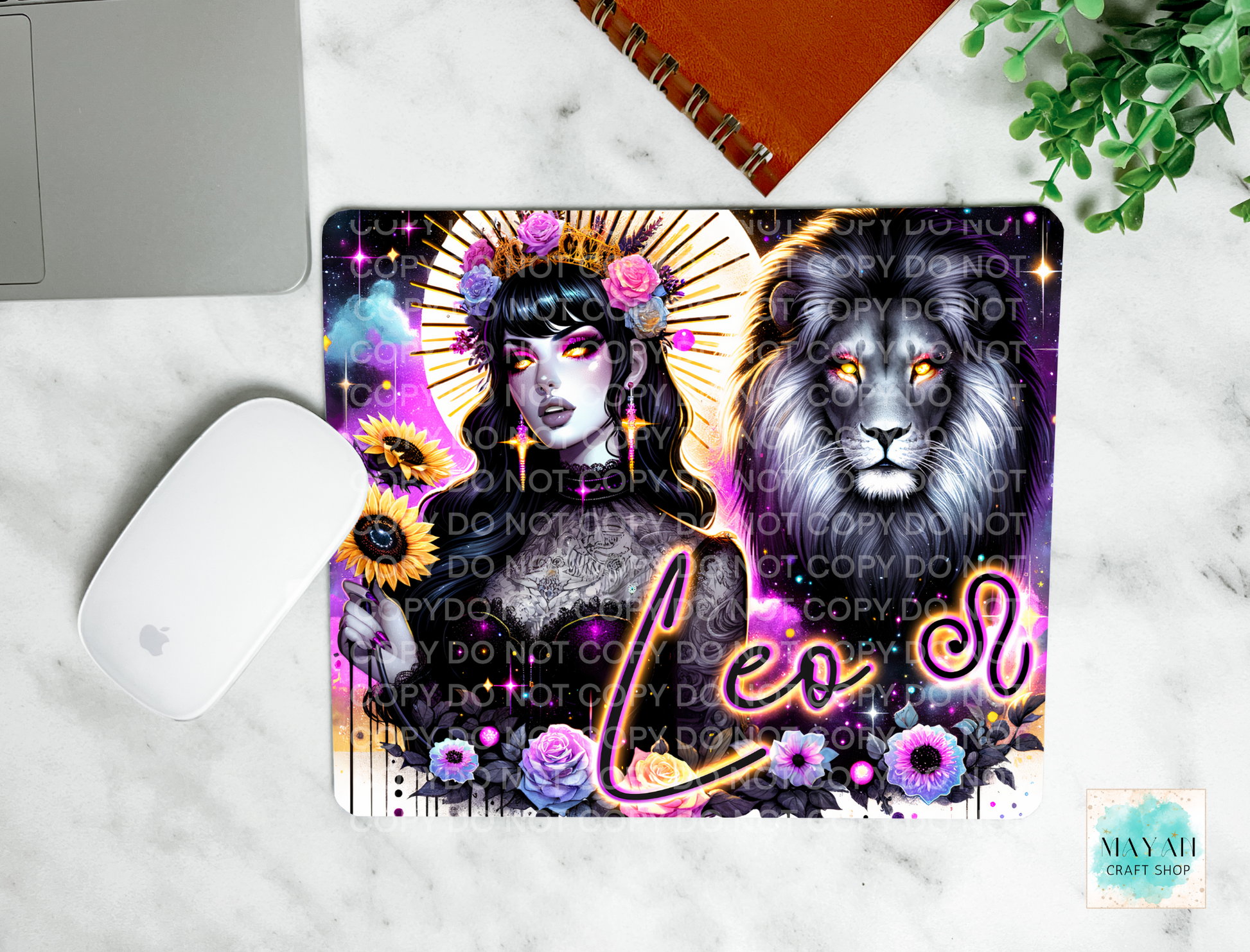 Leo mouse pad. -Mayan Craft Shop