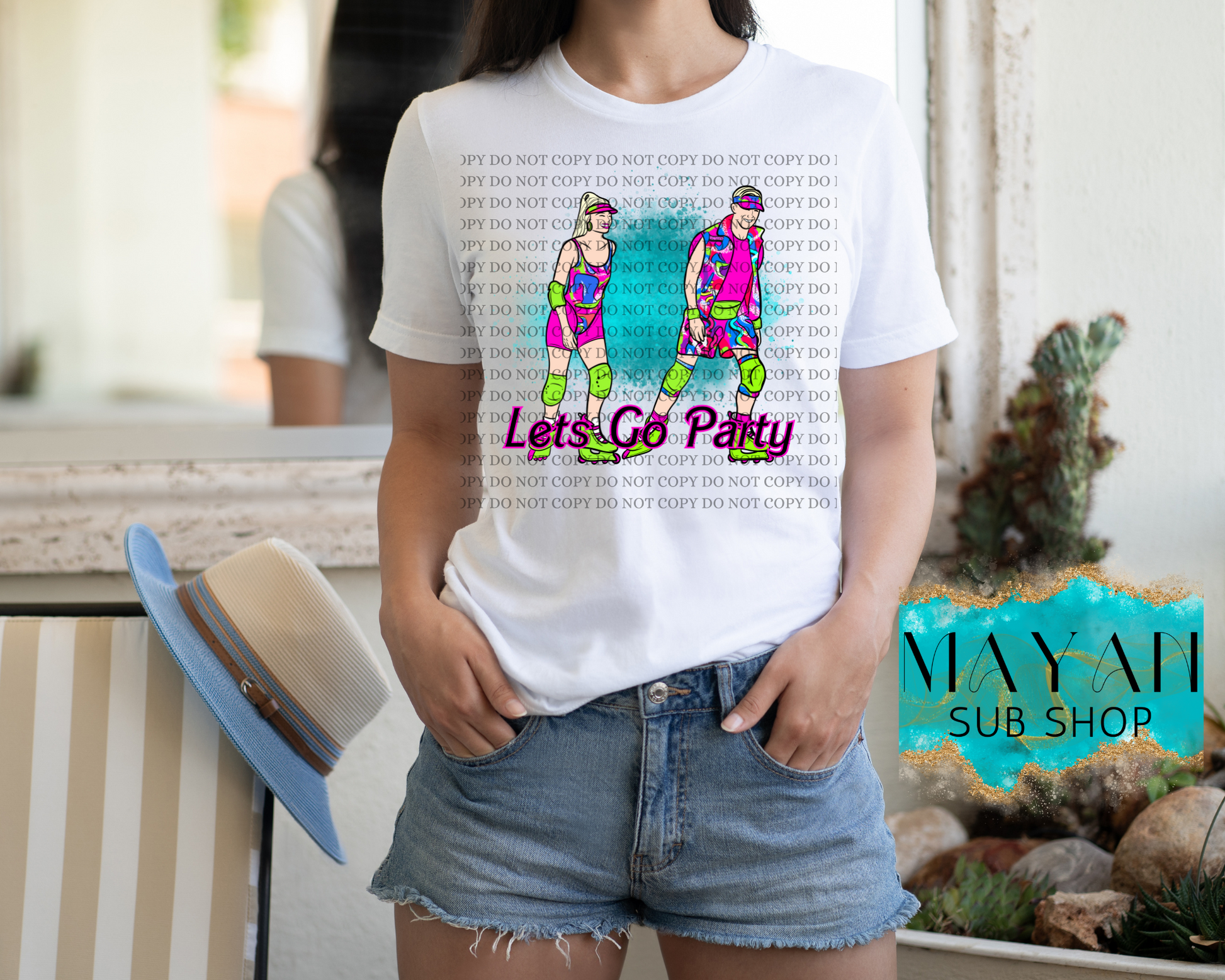 Let's go party white shirt. -Mayan Sub Shop