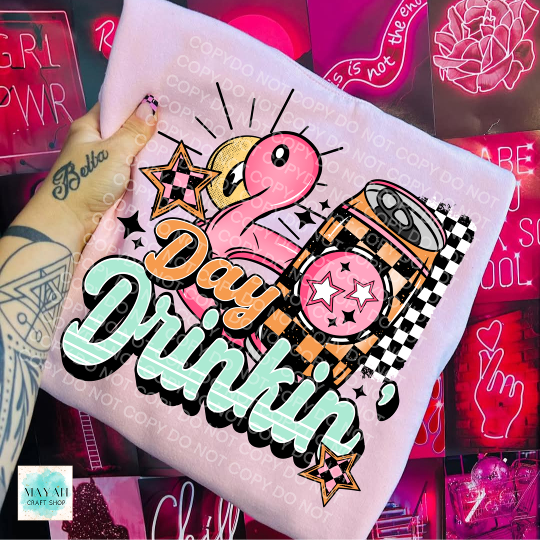 Day drinkin' light pink shirt. -Mayan Craft Shop