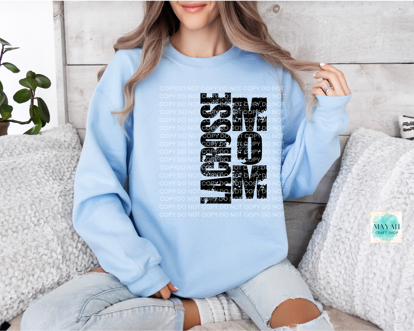 Lacrosse mom light blue sweatshirt. -Mayan Craft Shop