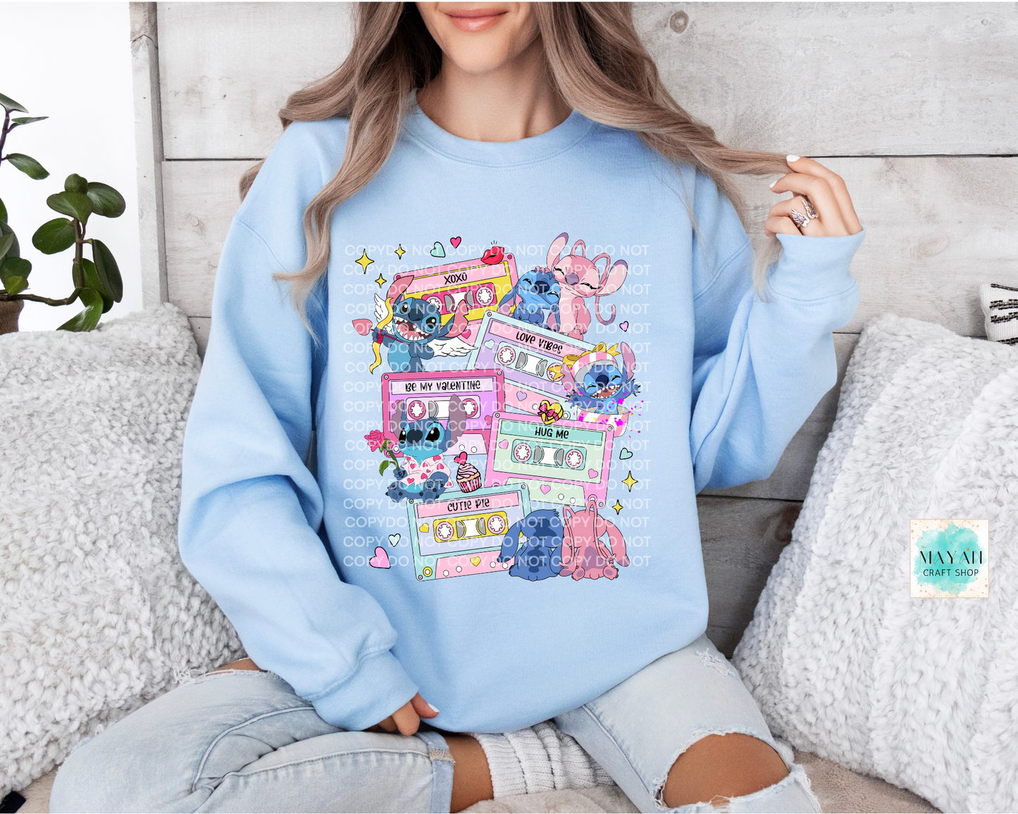 Love mixtape alien light blue sweatshirt. -Mayan Craft Shop