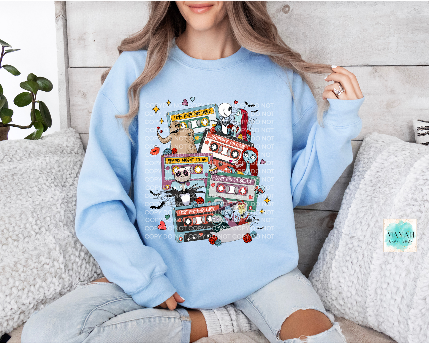 Love mixtape n.b.c. light blue sweatshirt. -Mayan Craft Shop