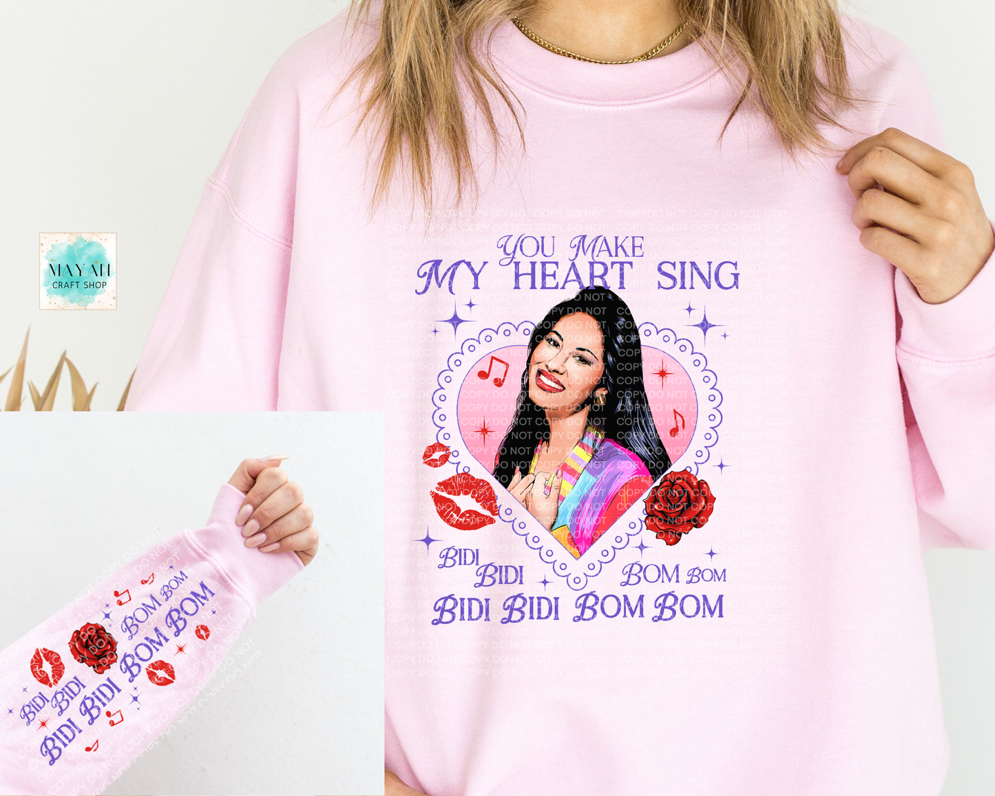 Make my heart sing pink sweatshirt. -Mayan Craft Shop