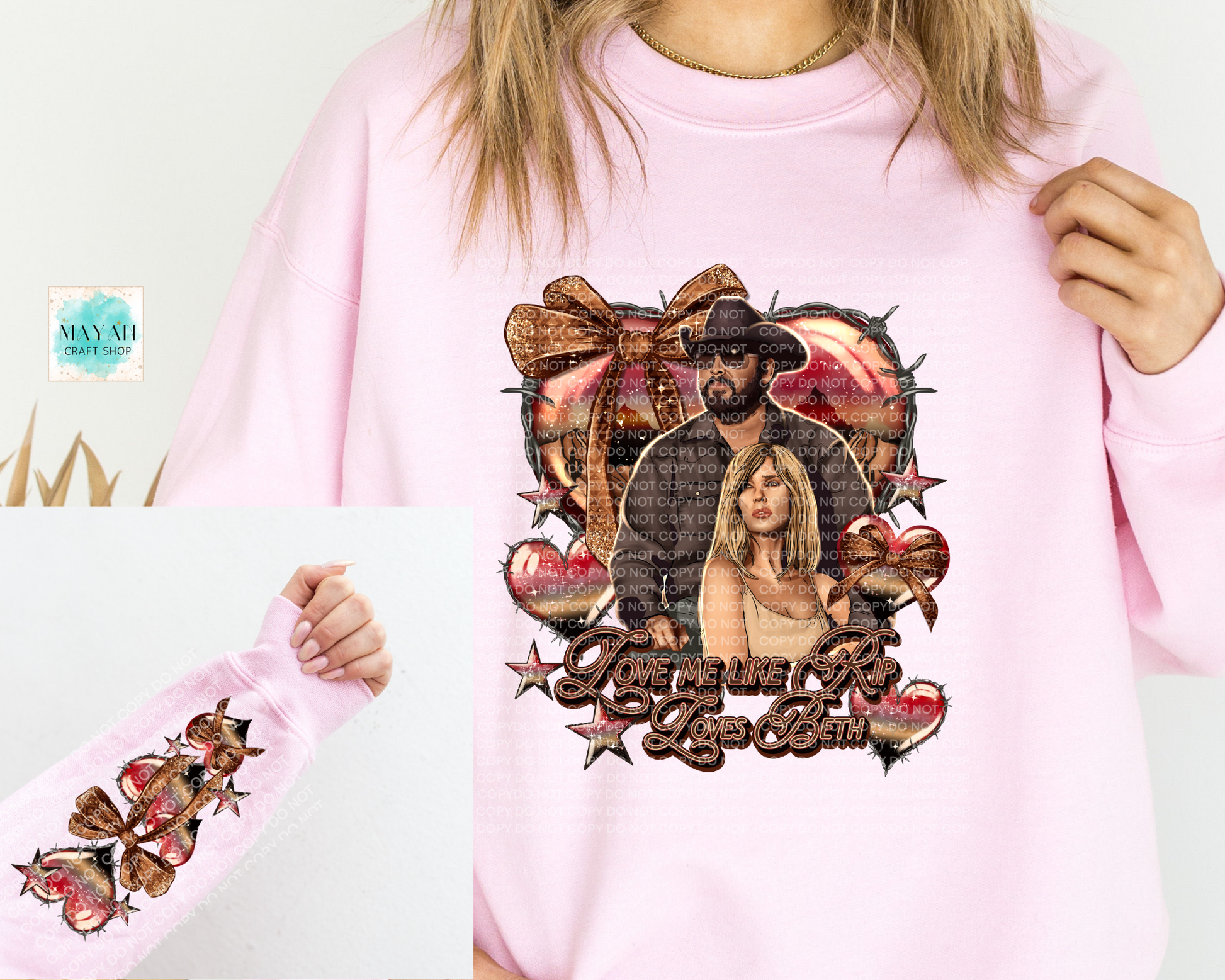 Western love pink sweatshirt. -Mayan Craft Shop