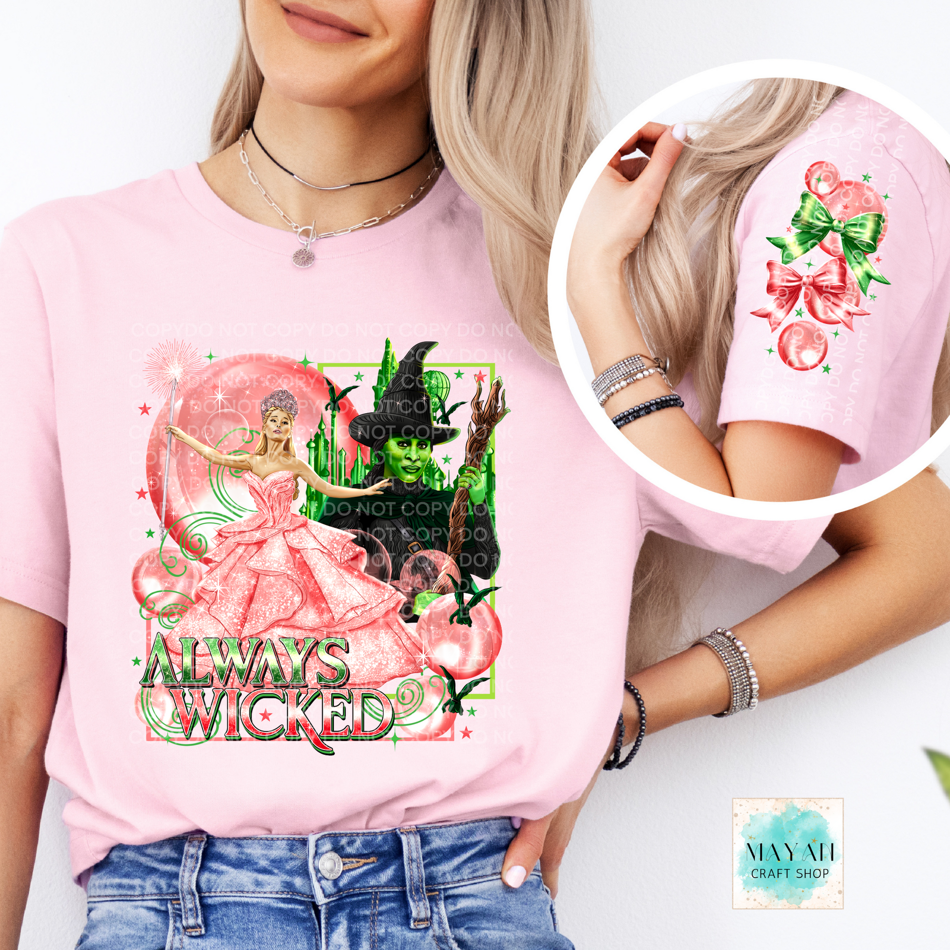 Always wicked heather pink shirt w/ sleeve design. -Mayan Craft Shop