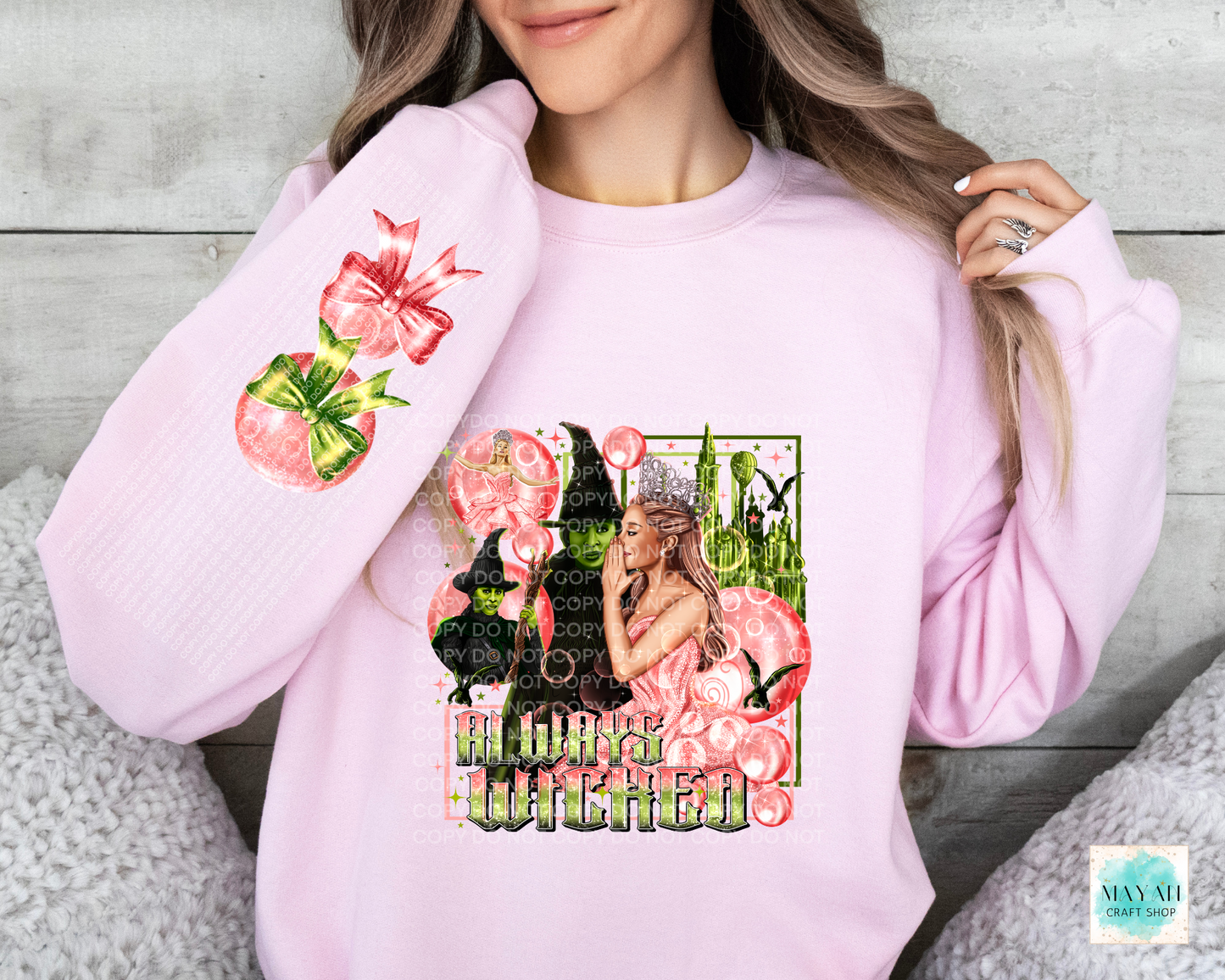 Always wicked pink sweatshirt w/ sleeve design. -Mayan Craft Shop