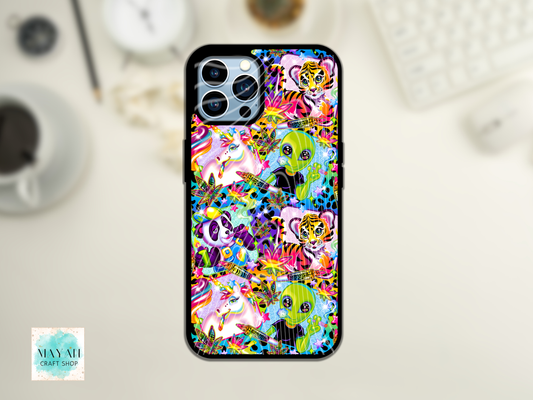 colorful design on phone case.