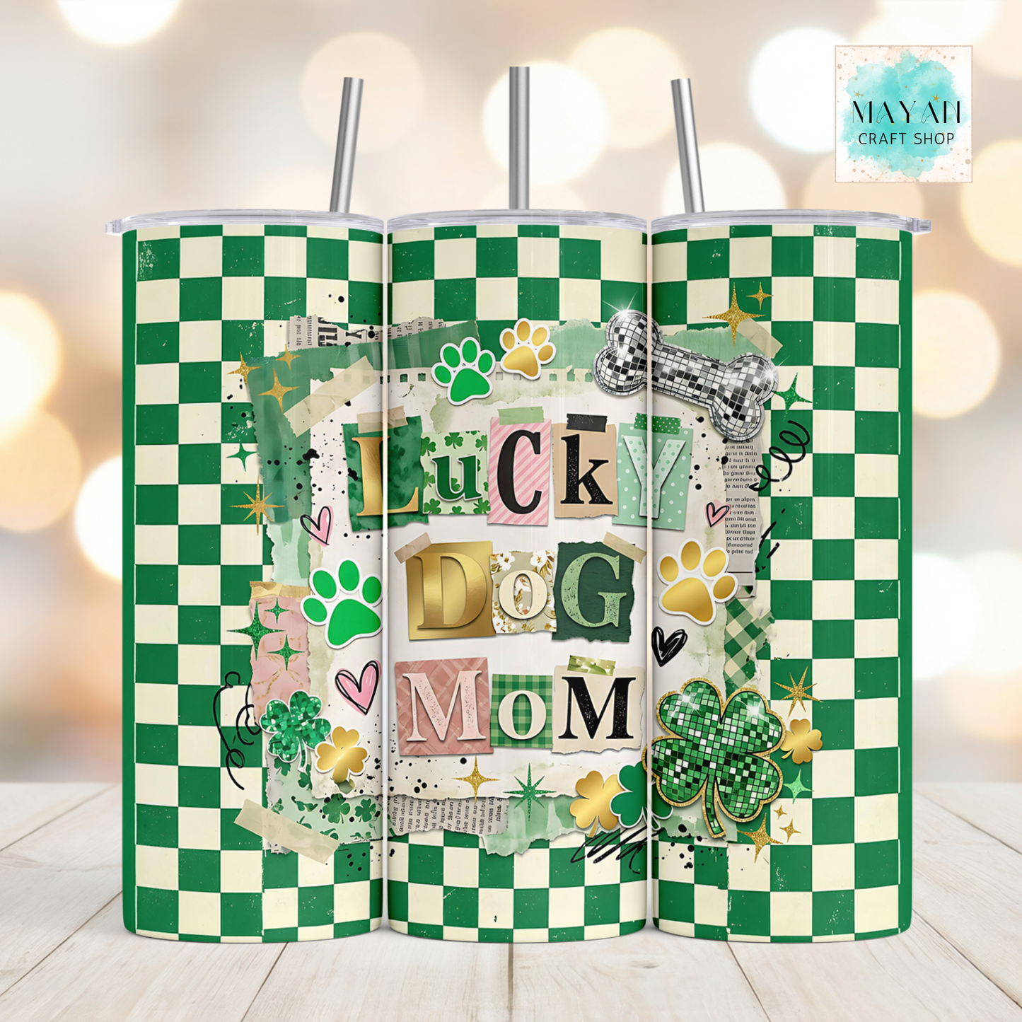 Lucky dog mom tumbler.