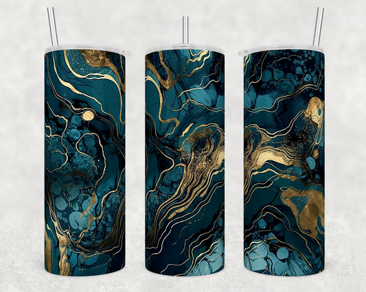 Sea green marble 20 oz. skinny tumbler. - Mayan Sub Shop