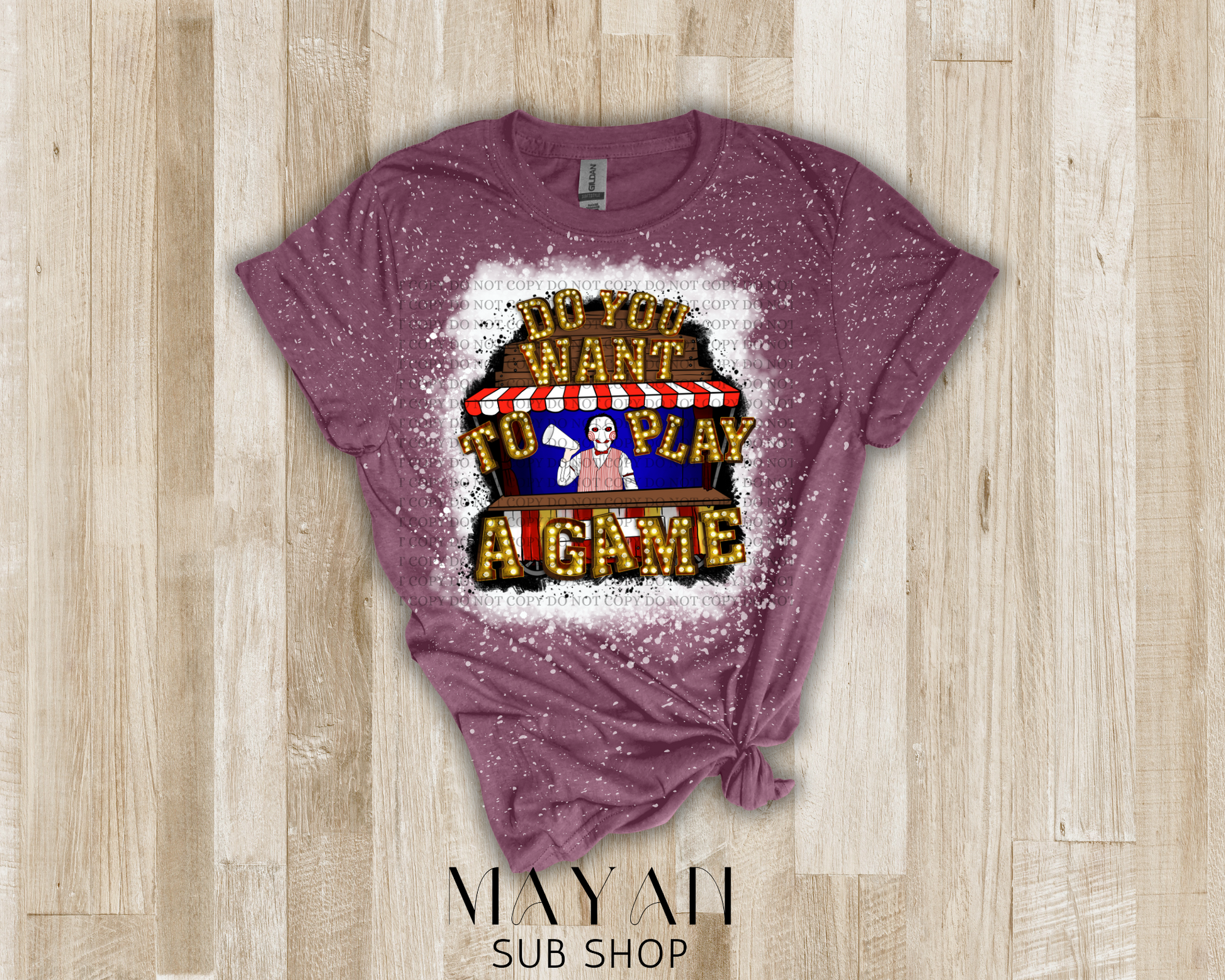Play a game bleached shirt - Mayan Sub Shop