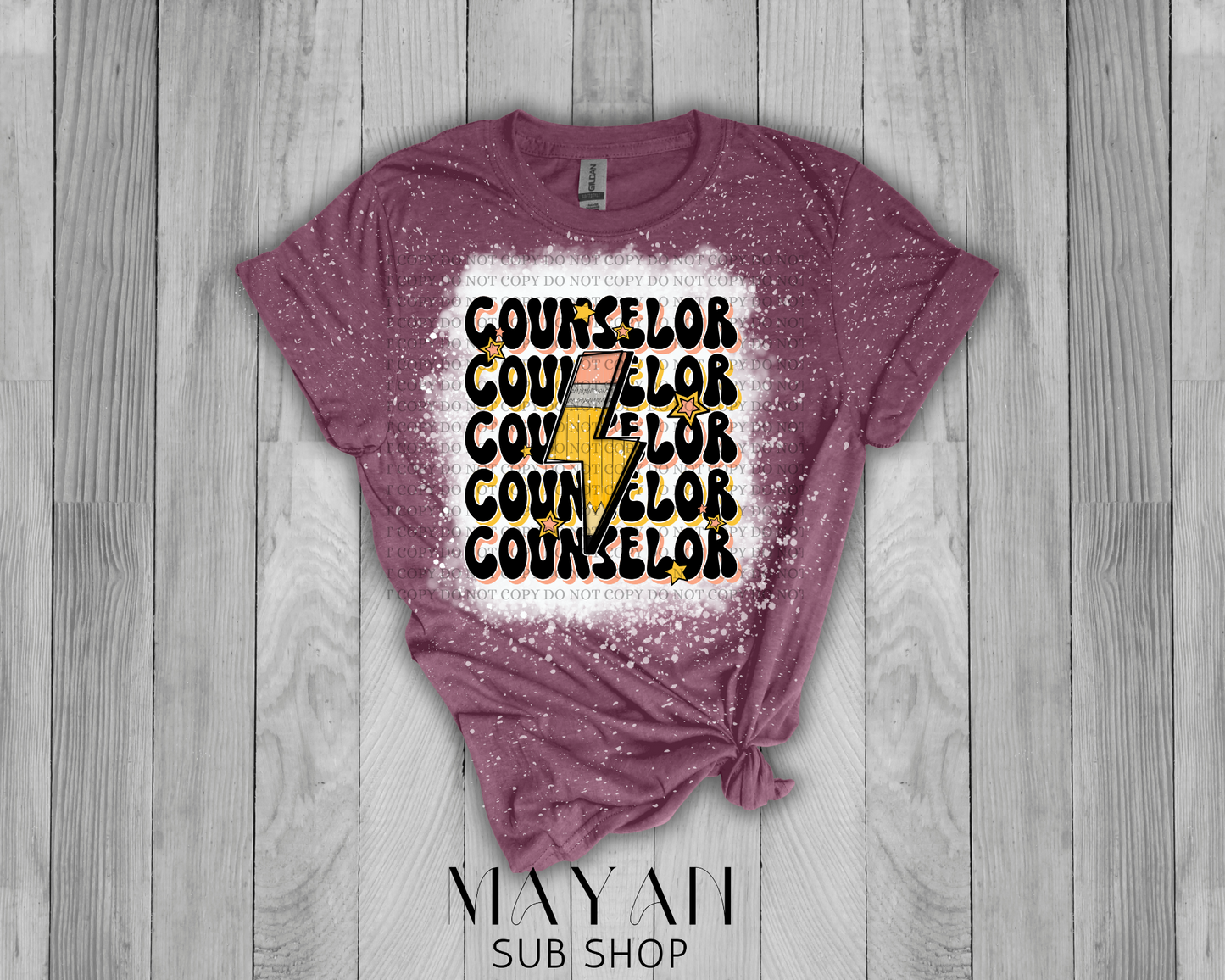 Counselor Stacked Retro Bleached Shirt - Mayan Sub Shop