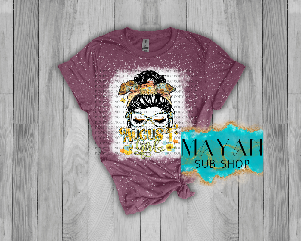 August Girl Messy Bun Bleached Shirt - Mayan Sub Shop