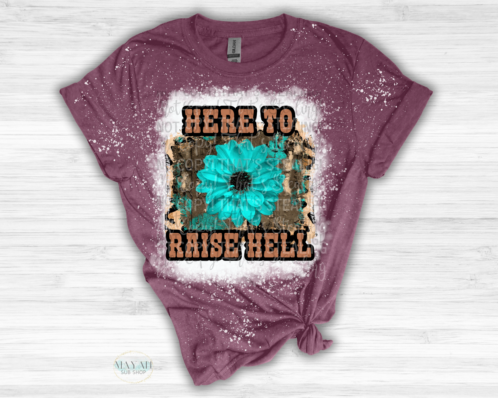 Here To Raise Hell Bleached Shirt - Mayan Sub Shop