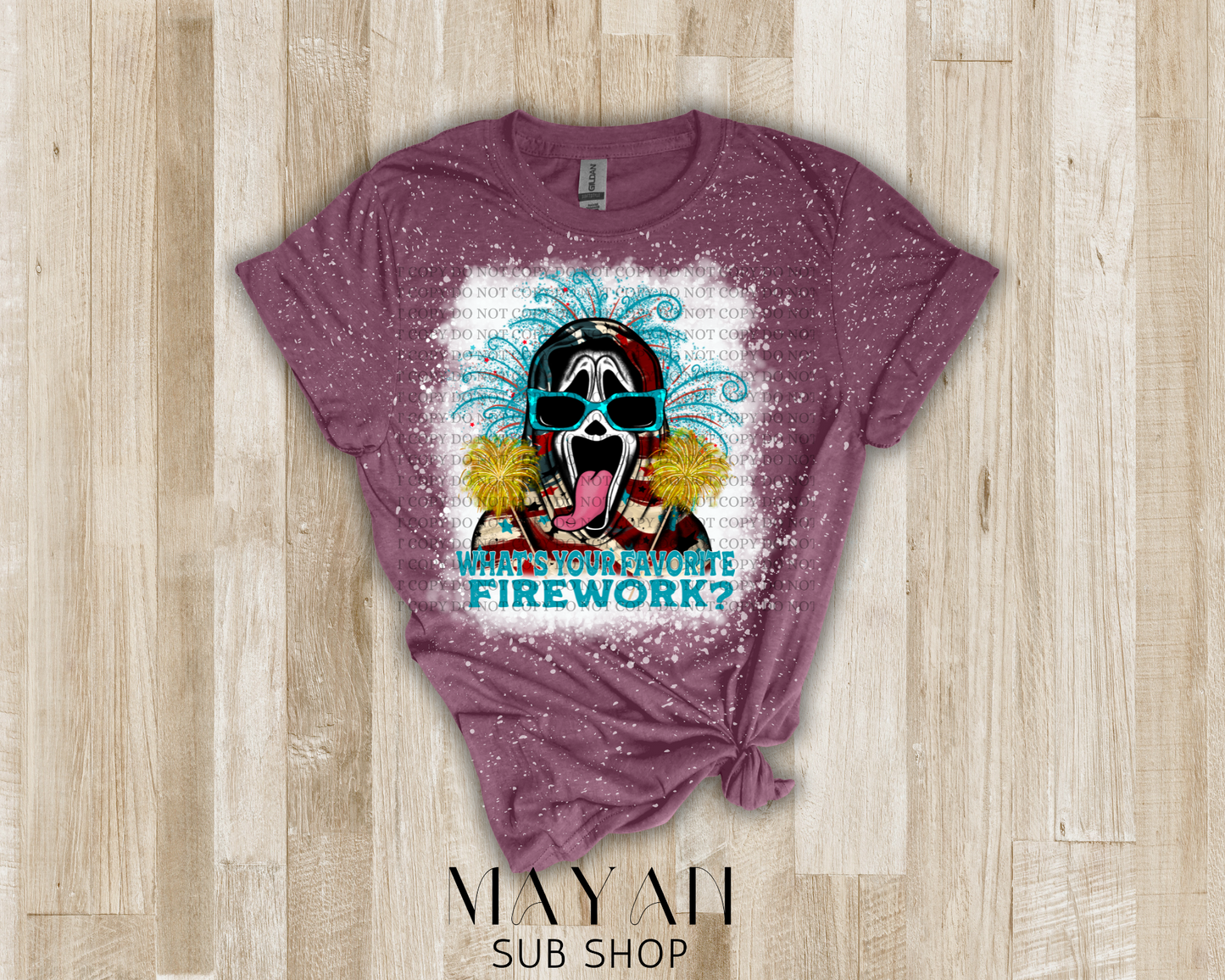 Favorite fireworks bleached shirt - Mayan Sub Shop