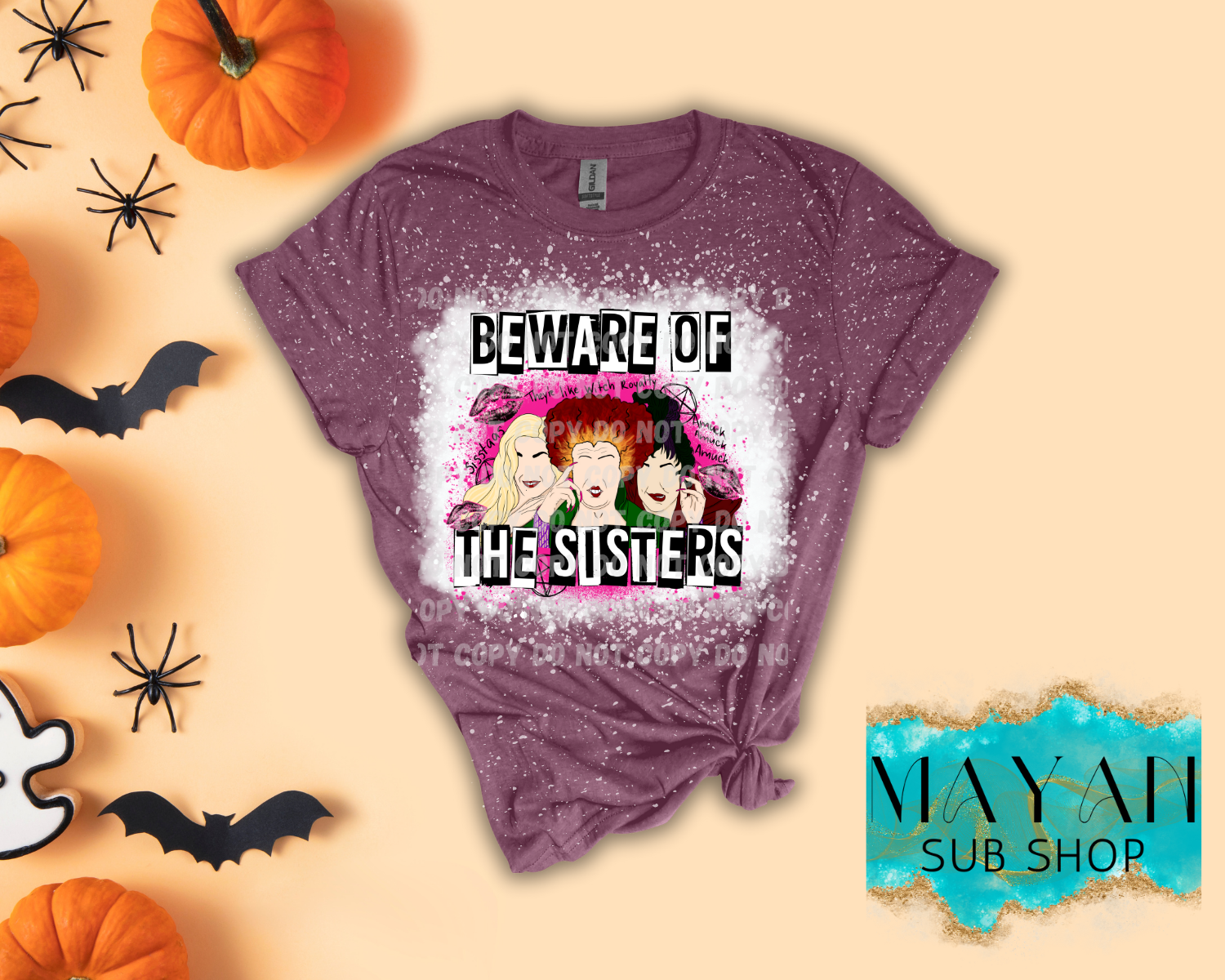 Beware Of The Sisters Bleached Shirt - Mayan Sub Shop