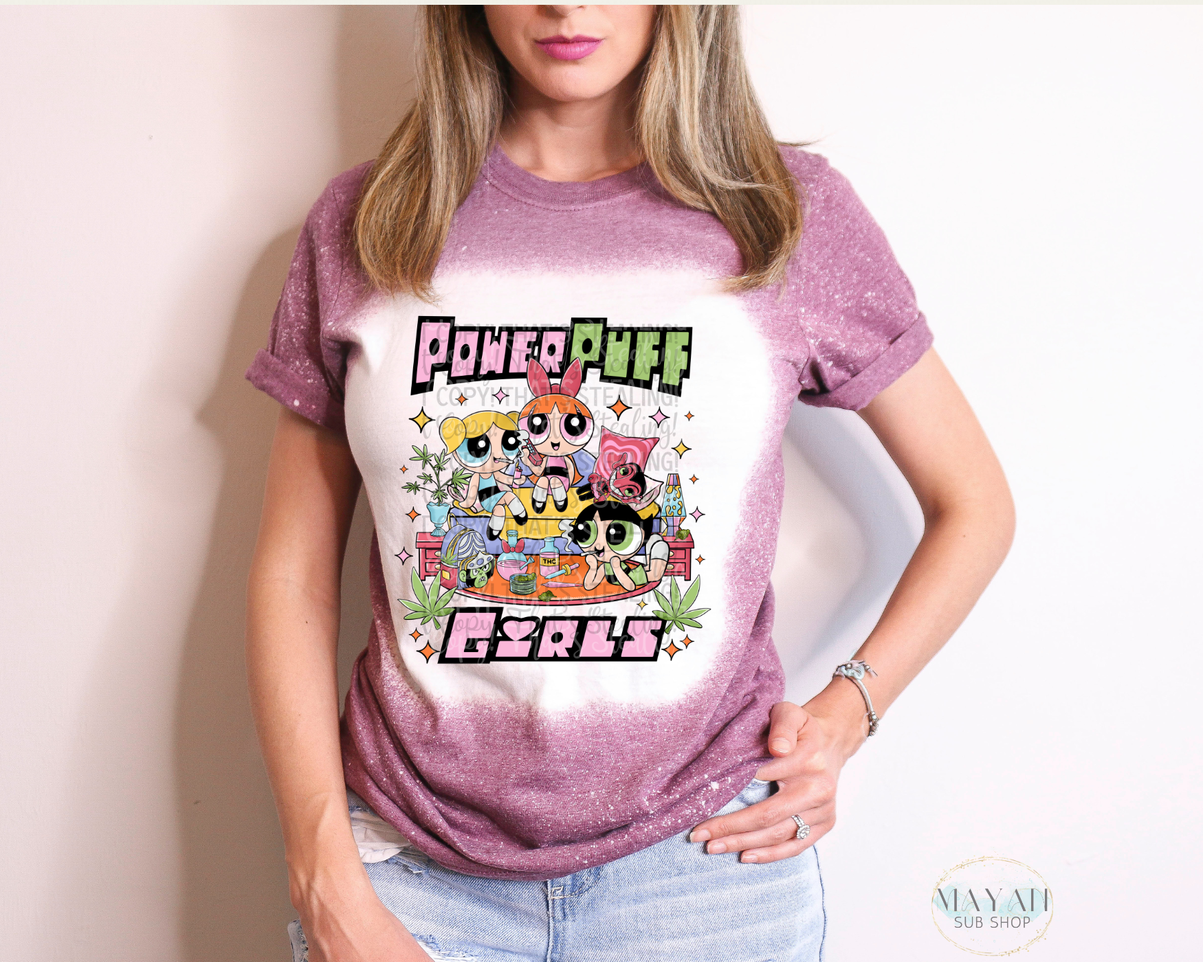 Puff Girls Bleached Tee - Mayan Sub Shop