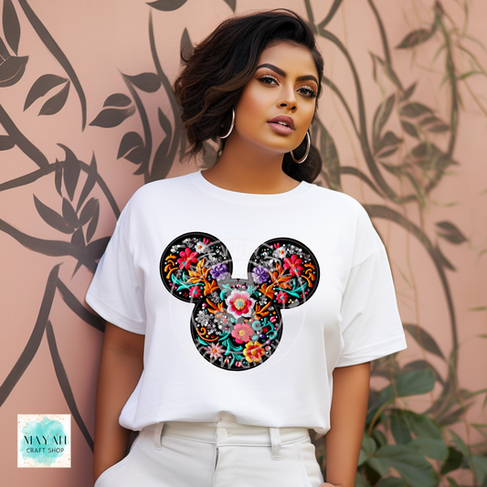 Mexican floral mouse shirt. -Mayan Craft Shop