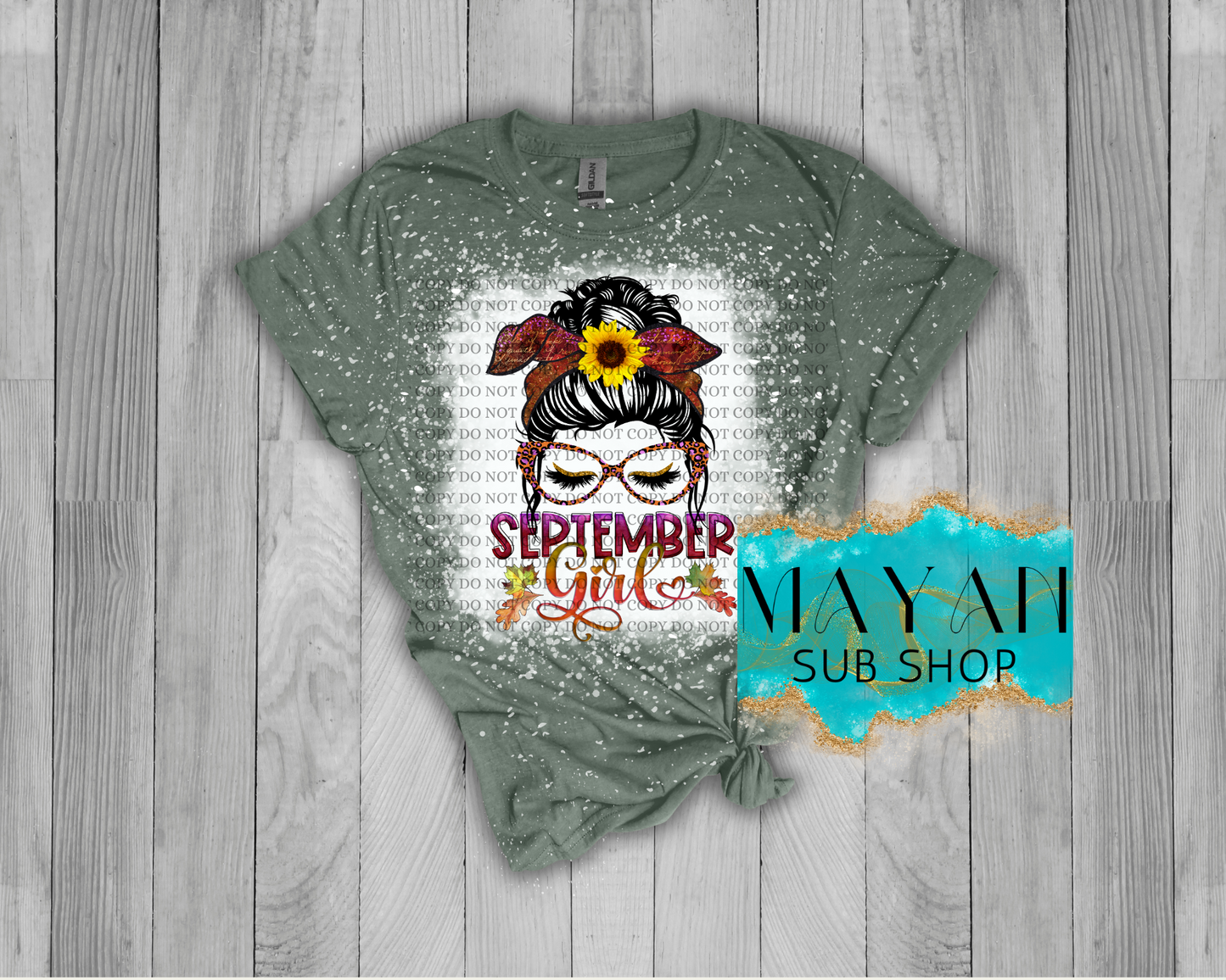 September Girl Messy Bun Bleached Shirt - Mayan Sub Shop