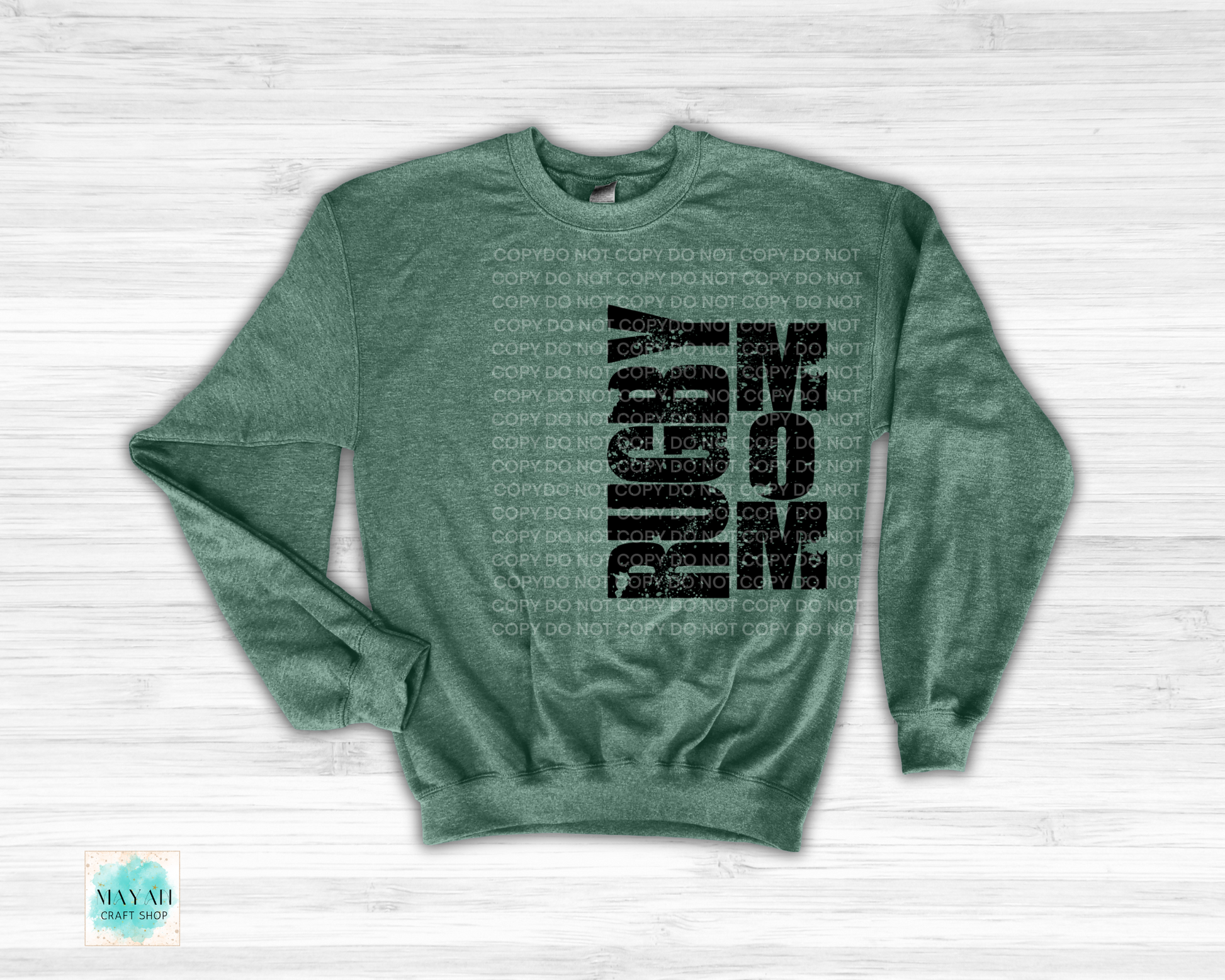 Rugby mom heather dark green sweatshirt. -Mayan Craft Shop